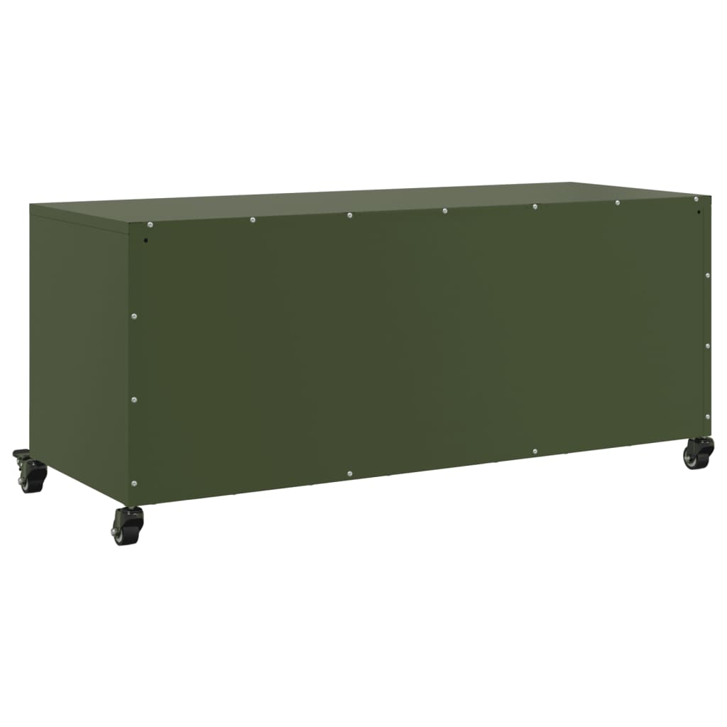 vidaXL Szafka RTV, oliwkowa, 100,5x39x43,5 cm, stal