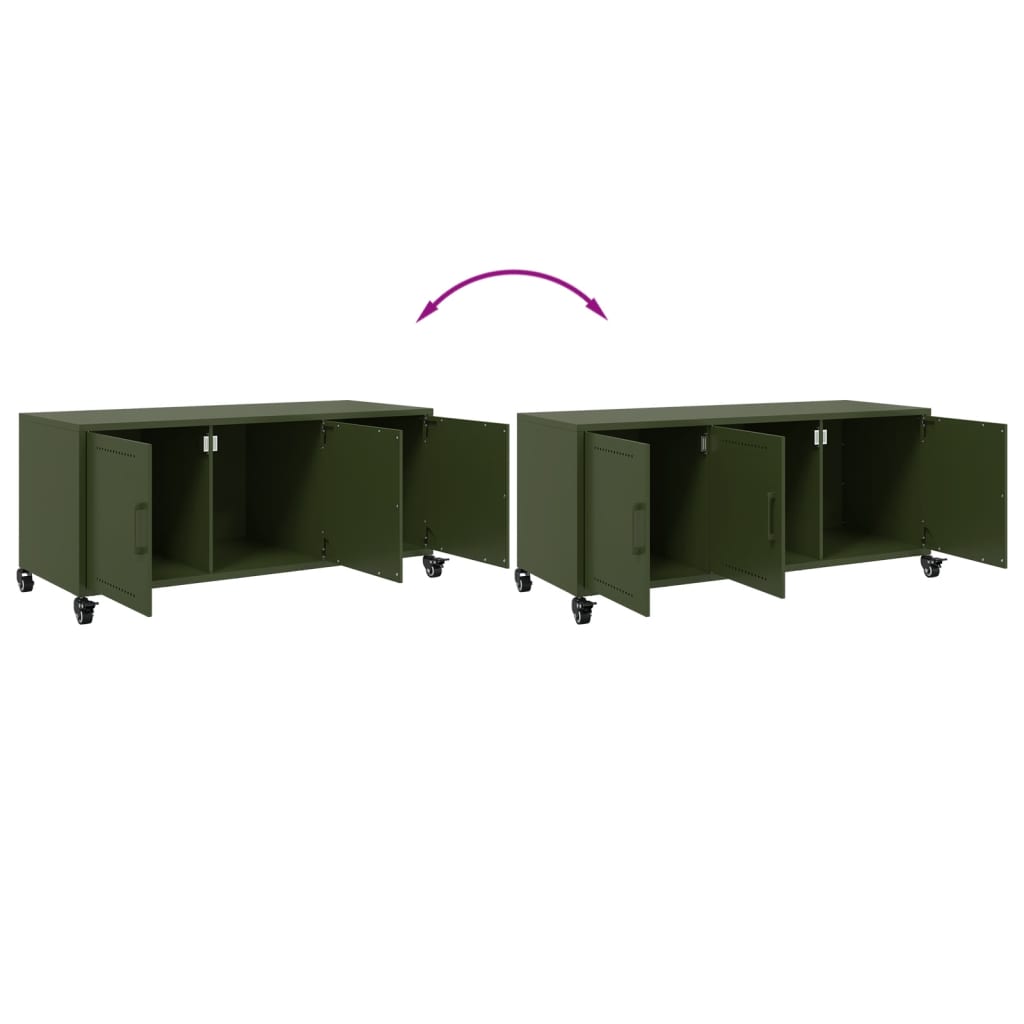 vidaXL Szafka RTV, oliwkowa, 100,5x39x43,5 cm, stal