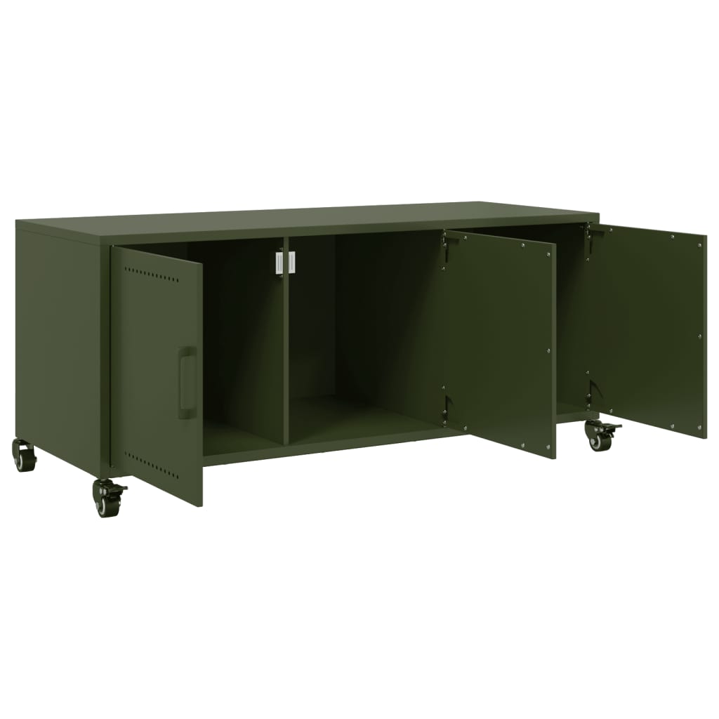 vidaXL Szafka RTV, oliwkowa, 100,5x39x43,5 cm, stal