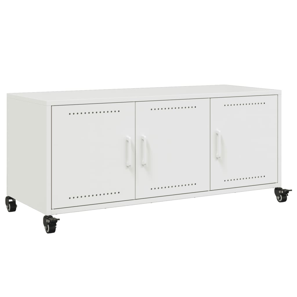 vidaXL Szafka RTV, biała, 100,5x39x43,5 cm, stal