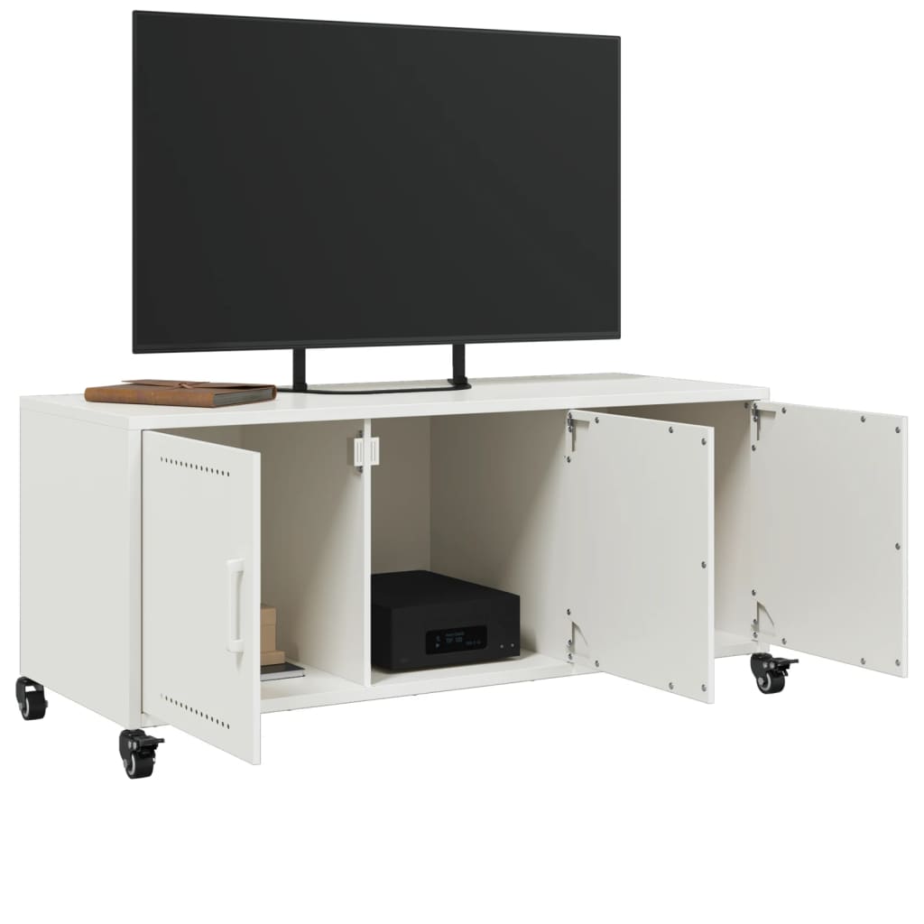 vidaXL Szafka RTV, biała, 100,5x39x43,5 cm, stal