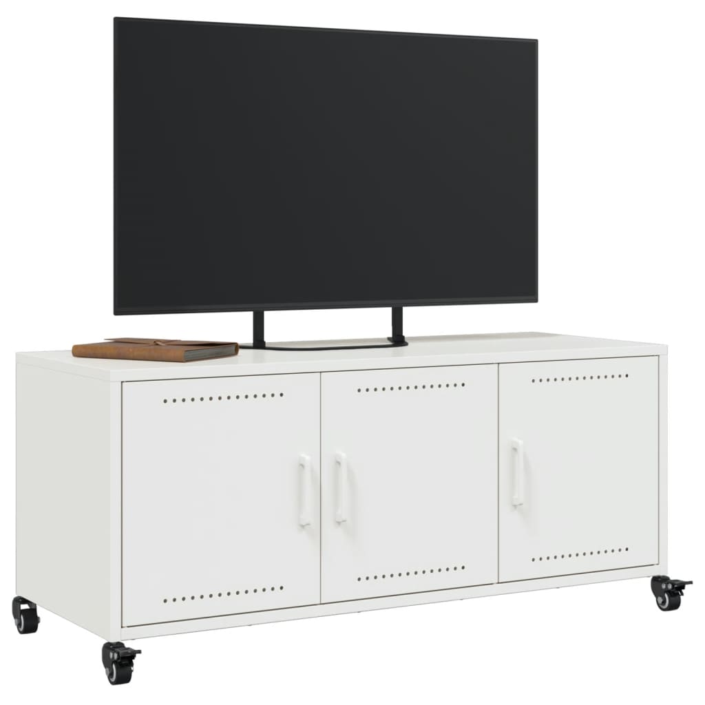 vidaXL Szafka RTV, biała, 100,5x39x43,5 cm, stal