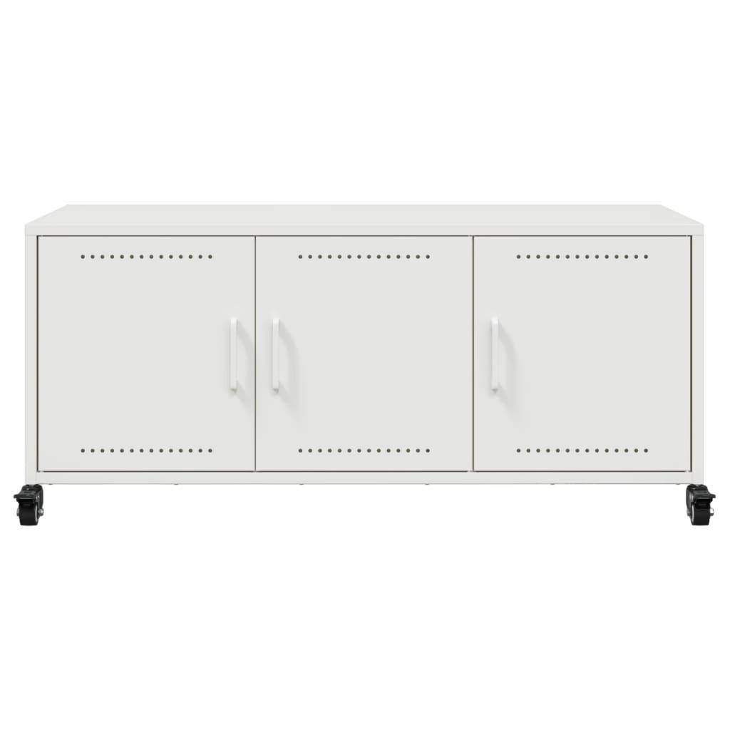 vidaXL Szafka RTV, biała, 100,5x39x43,5 cm, stal
