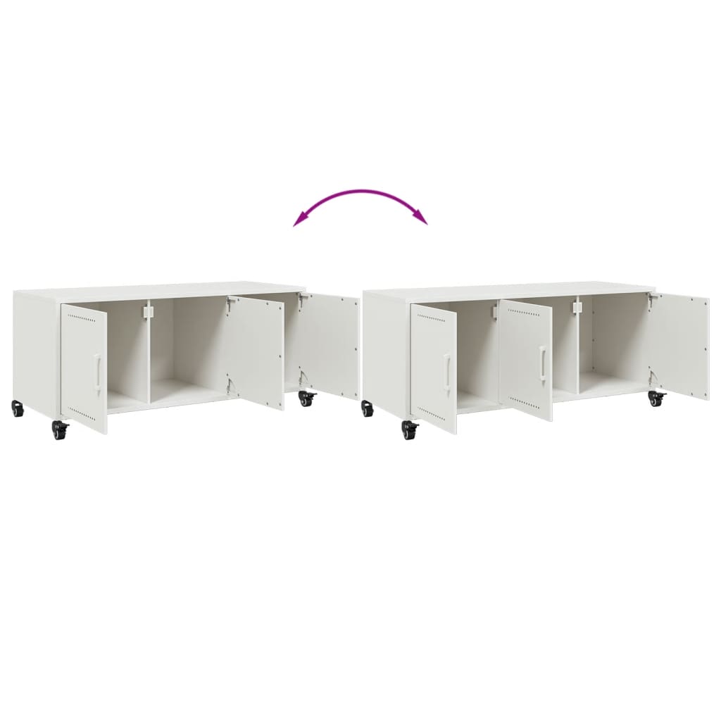 vidaXL Szafka RTV, biała, 100,5x39x43,5 cm, stal
