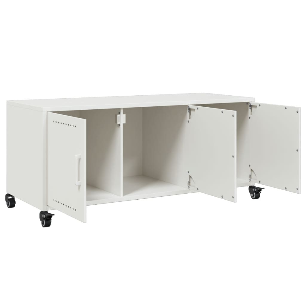 vidaXL Szafka RTV, biała, 100,5x39x43,5 cm, stal