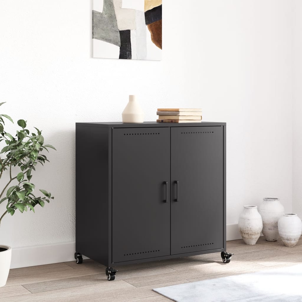 vidaXL Szafka, czarna, 68x39x72 cm, stal