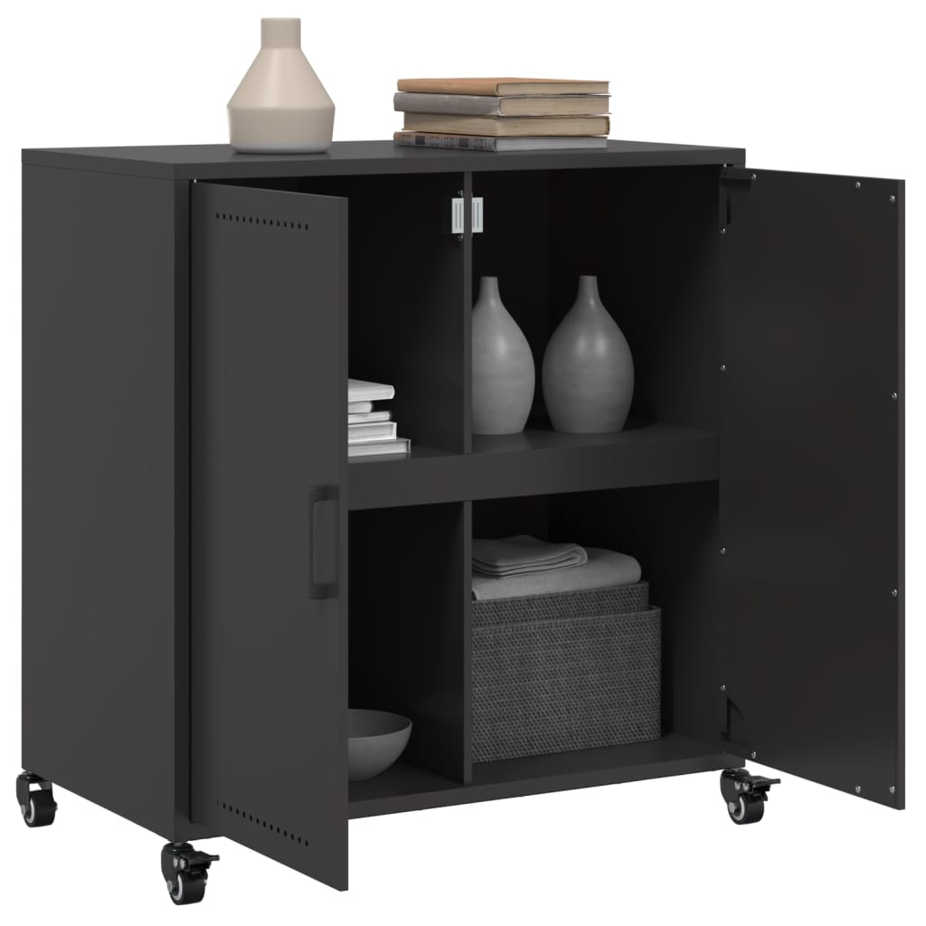 vidaXL Szafka, czarna, 68x39x72 cm, stal