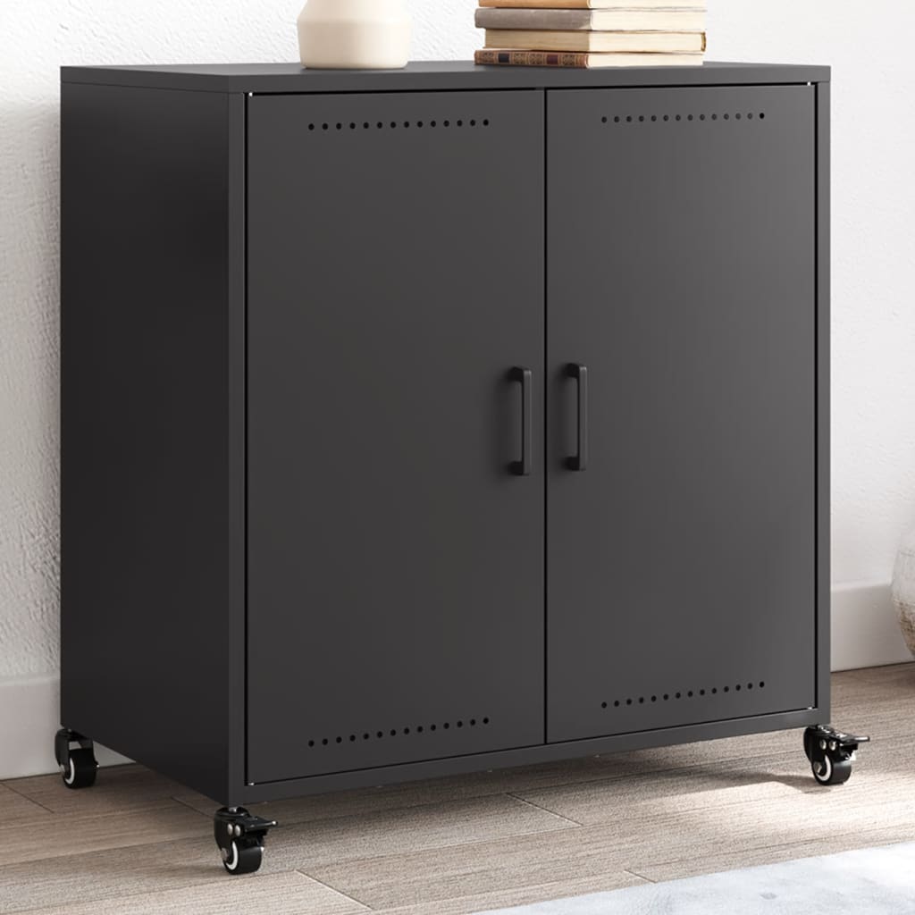 vidaXL Szafka, czarna, 68x39x72 cm, stal