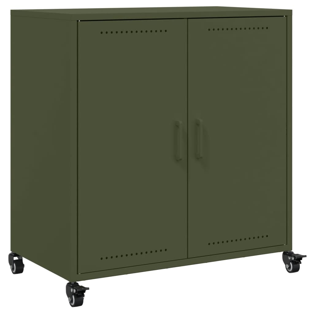 vidaXL Szafka, oliwkowa, 68x39x72 cm, stal