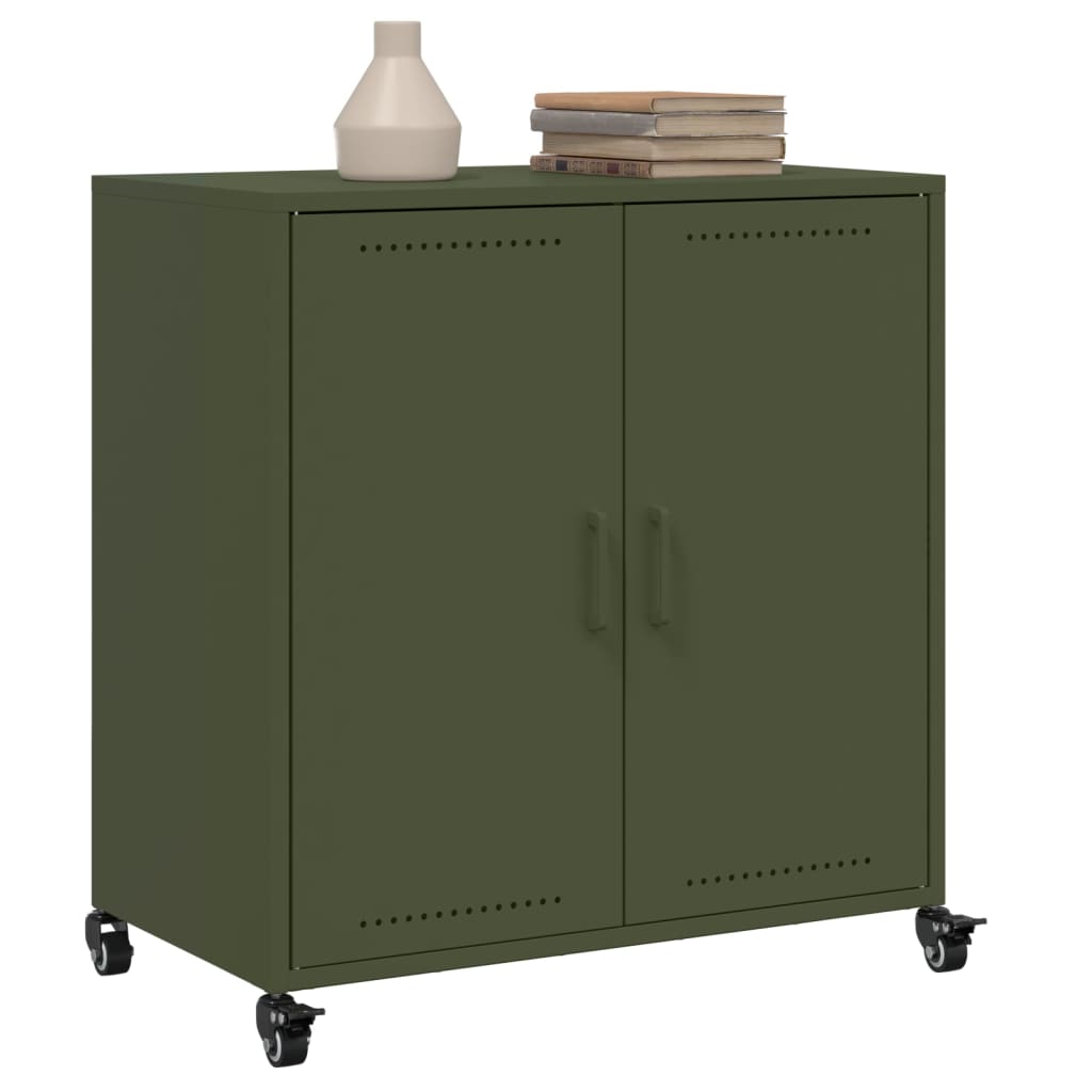 vidaXL Szafka, oliwkowa, 68x39x72 cm, stal