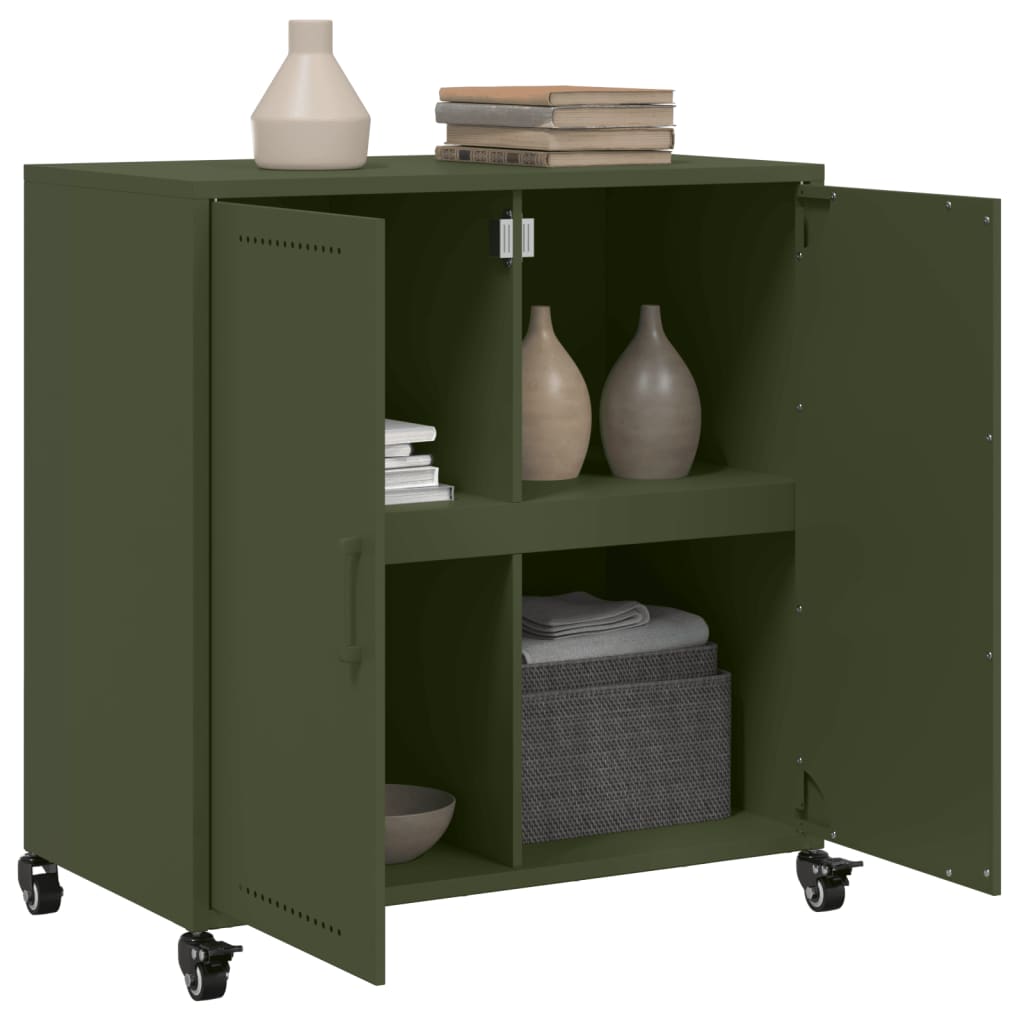 vidaXL Szafka, oliwkowa, 68x39x72 cm, stal