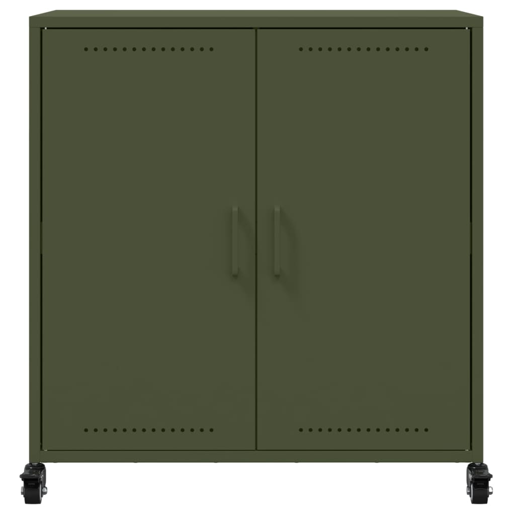vidaXL Szafka, oliwkowa, 68x39x72 cm, stal