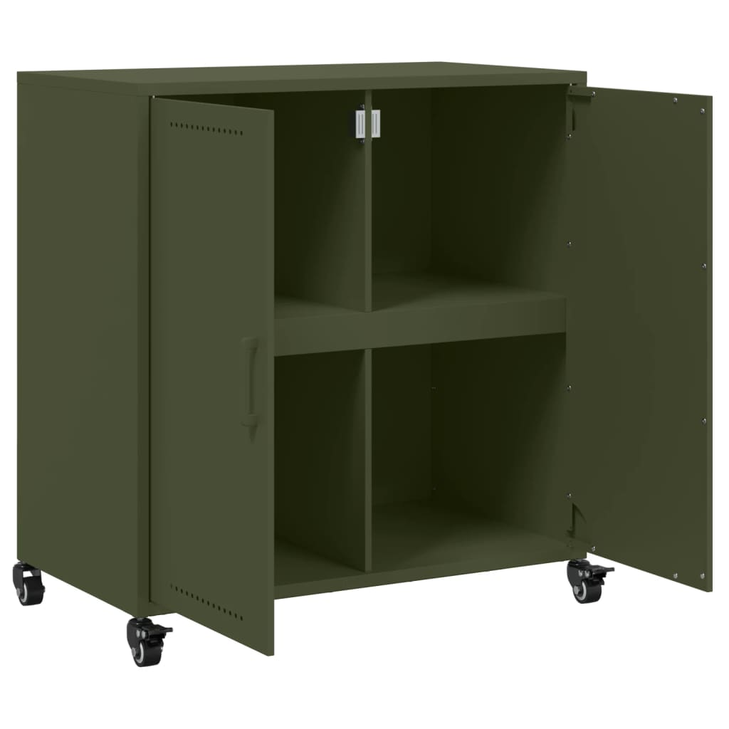 vidaXL Szafka, oliwkowa, 68x39x72 cm, stal