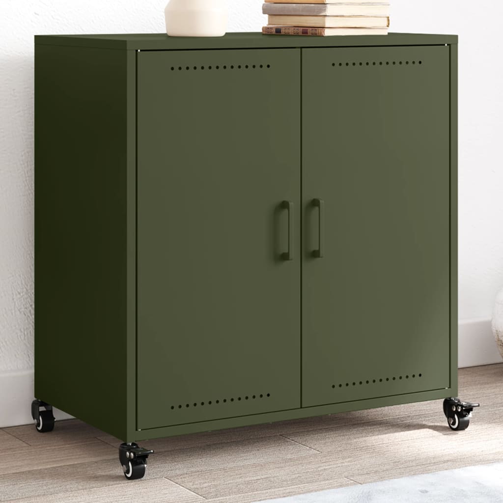 vidaXL Szafka, oliwkowa, 68x39x72 cm, stal