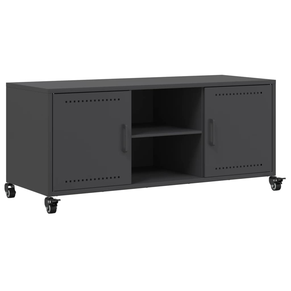 vidaXL Szafka RTV, czarna, 100,5x39x43,5 cm, stal