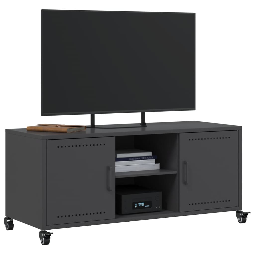 vidaXL Szafka RTV, czarna, 100,5x39x43,5 cm, stal