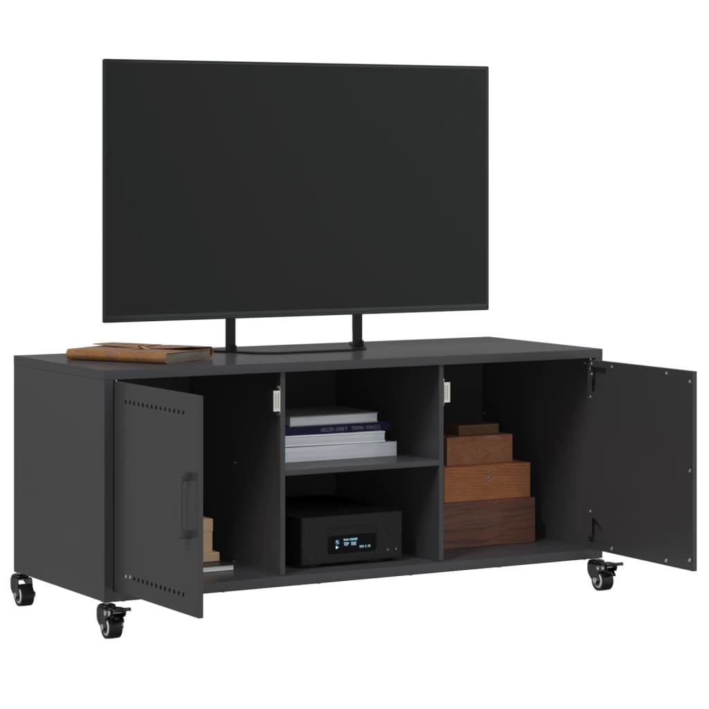 vidaXL Szafka RTV, czarna, 100,5x39x43,5 cm, stal