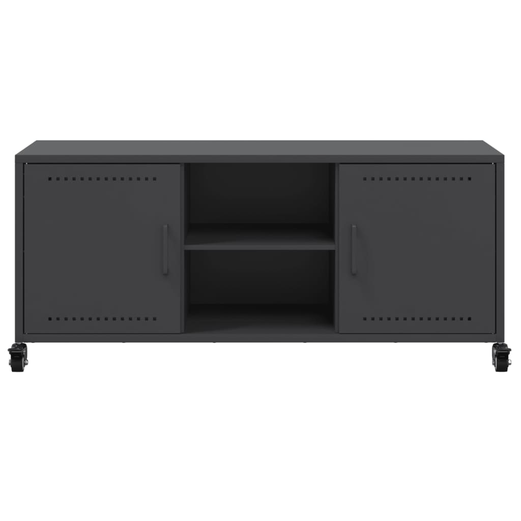 vidaXL Szafka RTV, czarna, 100,5x39x43,5 cm, stal