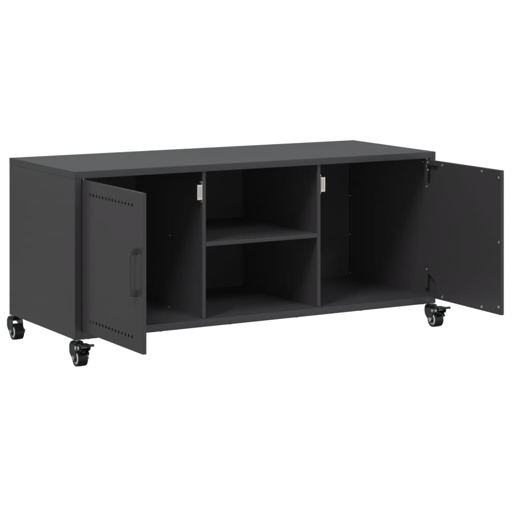 vidaXL Szafka RTV, czarna, 100,5x39x43,5 cm, stal