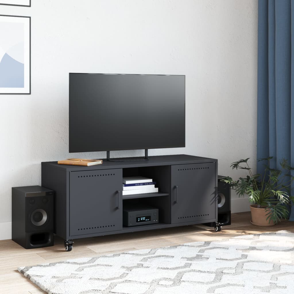 vidaXL Szafka RTV, antracytowa, 100,5x39x43,5 cm, stal