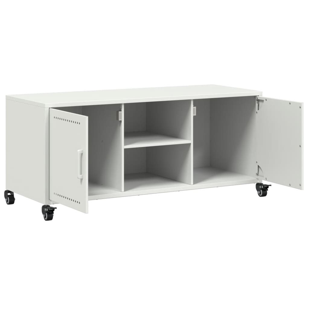 vidaXL Szafka RTV, biała, 100,5x39x43,5 cm, stal
