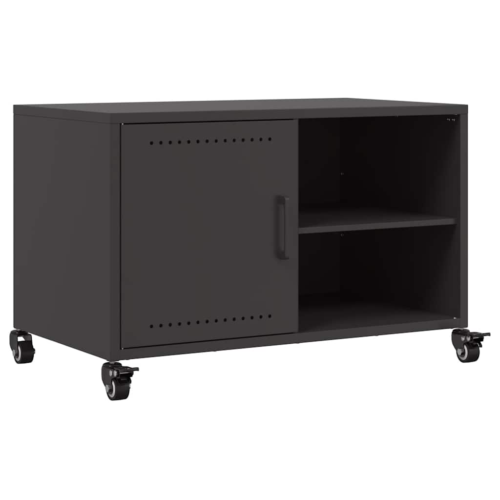 vidaXL Szafka RTV, czarna, 68x39x43,5 cm, stal