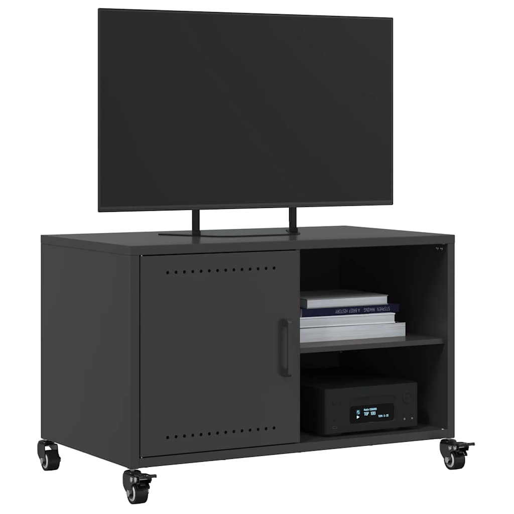 vidaXL Szafka RTV, czarna, 68x39x43,5 cm, stal