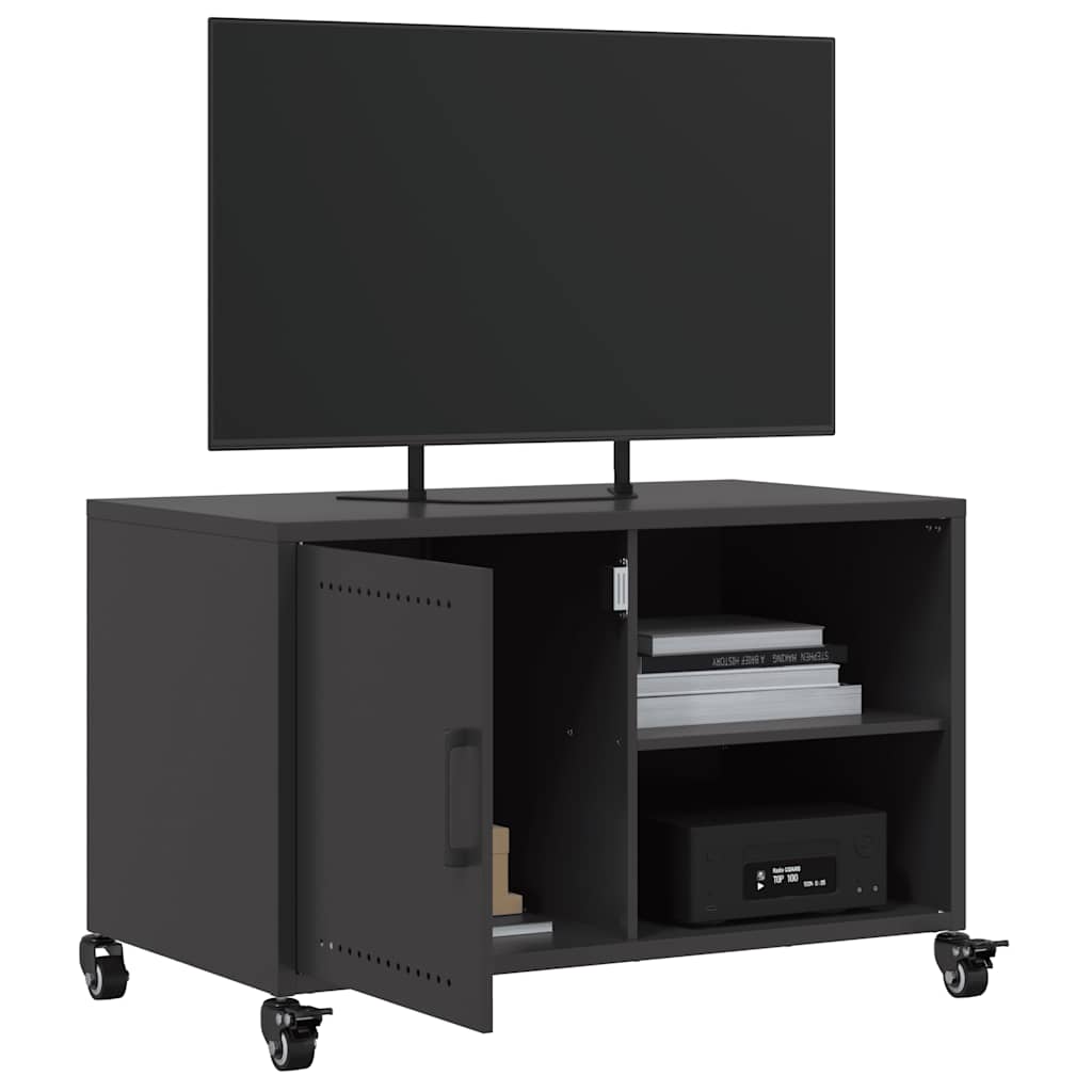 vidaXL Szafka RTV, czarna, 68x39x43,5 cm, stal