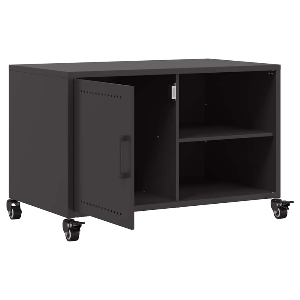 vidaXL Szafka RTV, czarna, 68x39x43,5 cm, stal