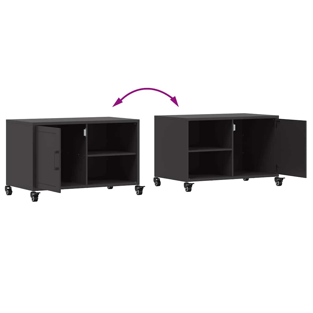 vidaXL Szafka RTV, czarna, 68x39x43,5 cm, stal