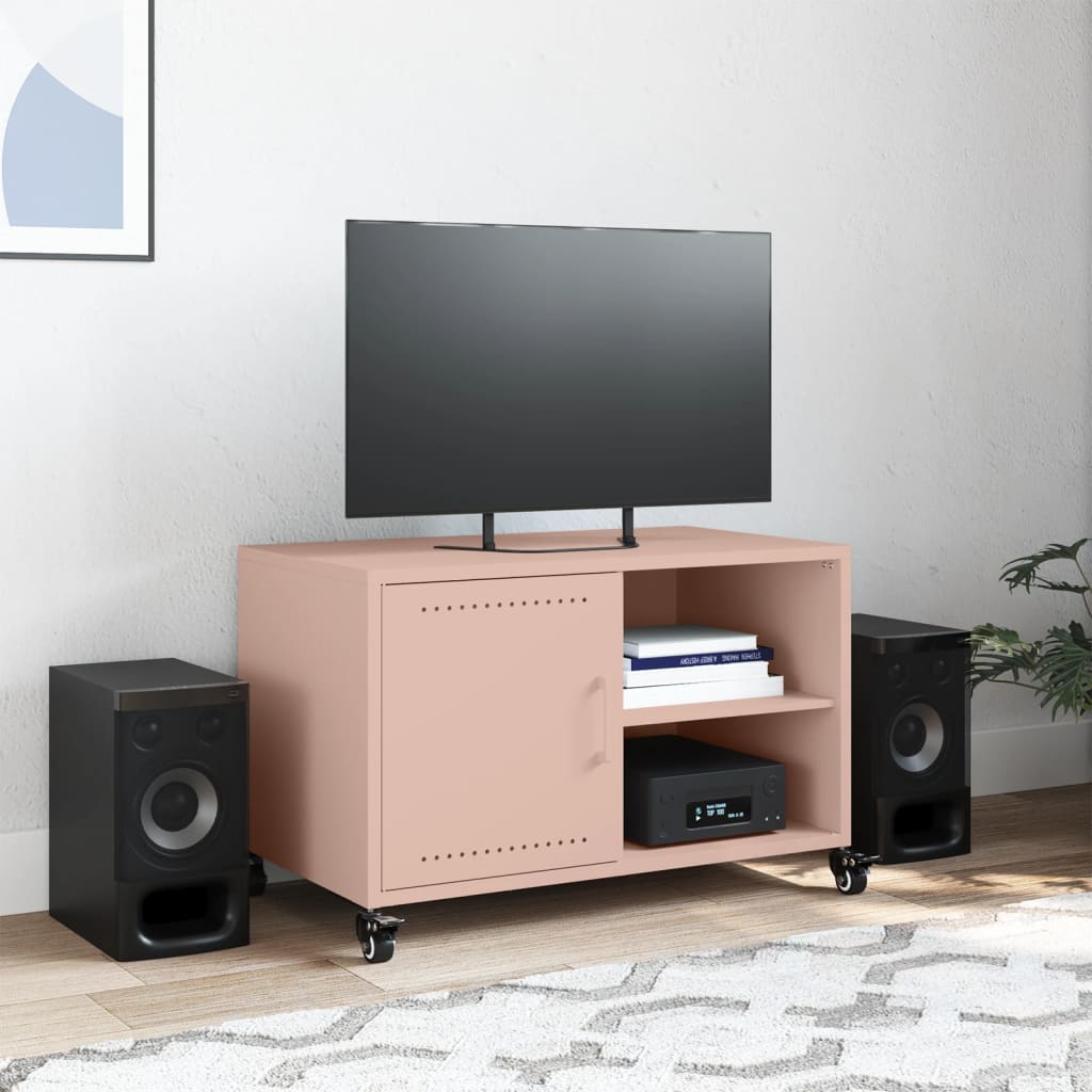 vidaXL Szafka RTV, różowa, 68x39x43,5 cm, stal
