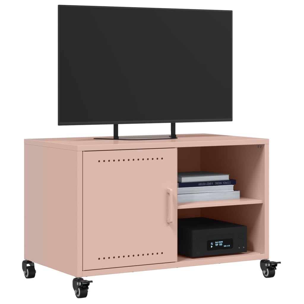 vidaXL Szafka RTV, różowa, 68x39x43,5 cm, stal
