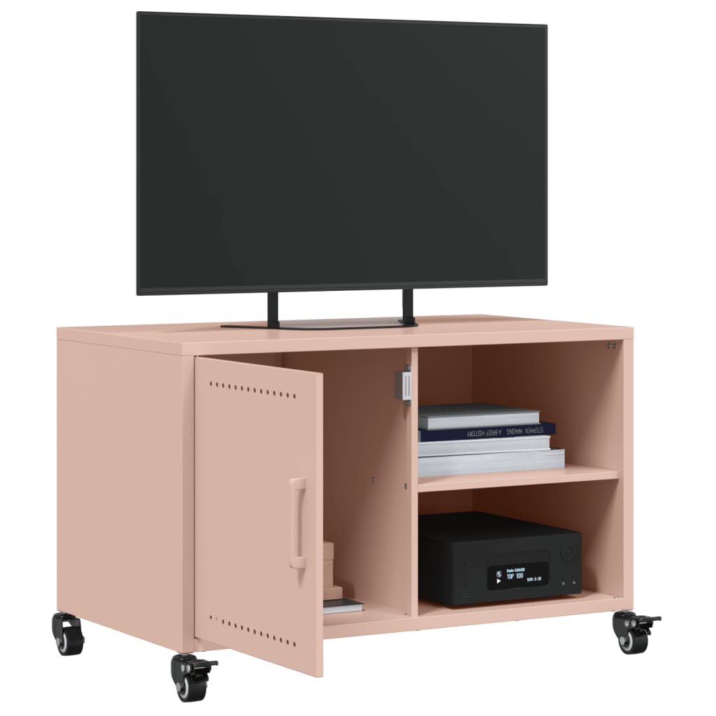 vidaXL Szafka RTV, różowa, 68x39x43,5 cm, stal