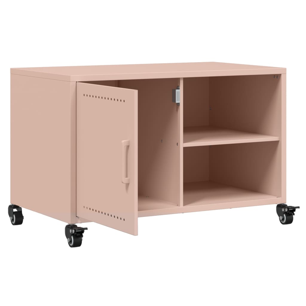 vidaXL Szafka RTV, różowa, 68x39x43,5 cm, stal