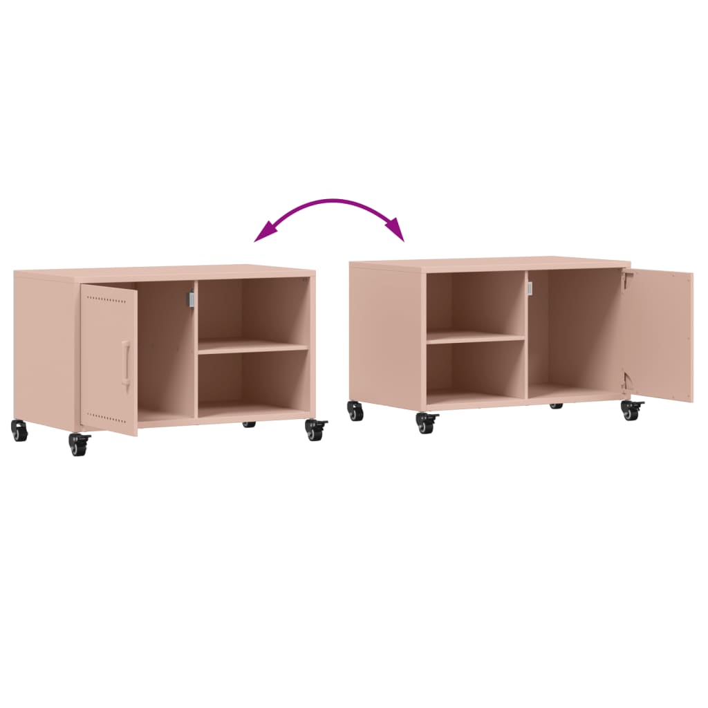 vidaXL Szafka RTV, różowa, 68x39x43,5 cm, stal