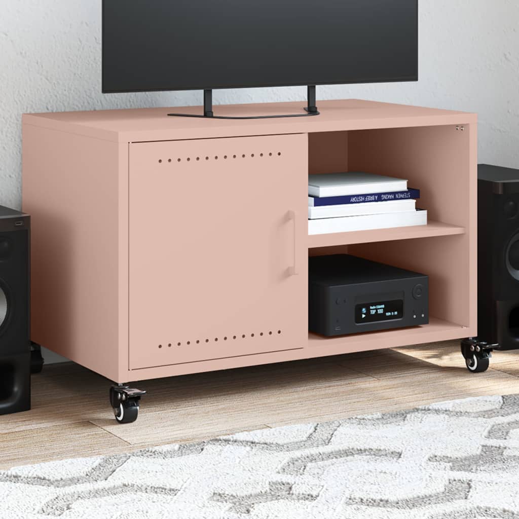 vidaXL Szafka RTV, różowa, 68x39x43,5 cm, stal