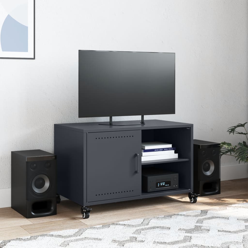 vidaXL Szafka RTV, antracytowa, 68x39x43,5 cm, stal