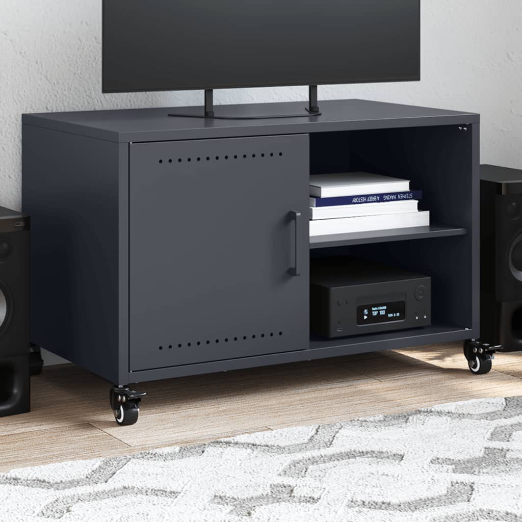 vidaXL Szafka RTV, antracytowa, 68x39x43,5 cm, stal