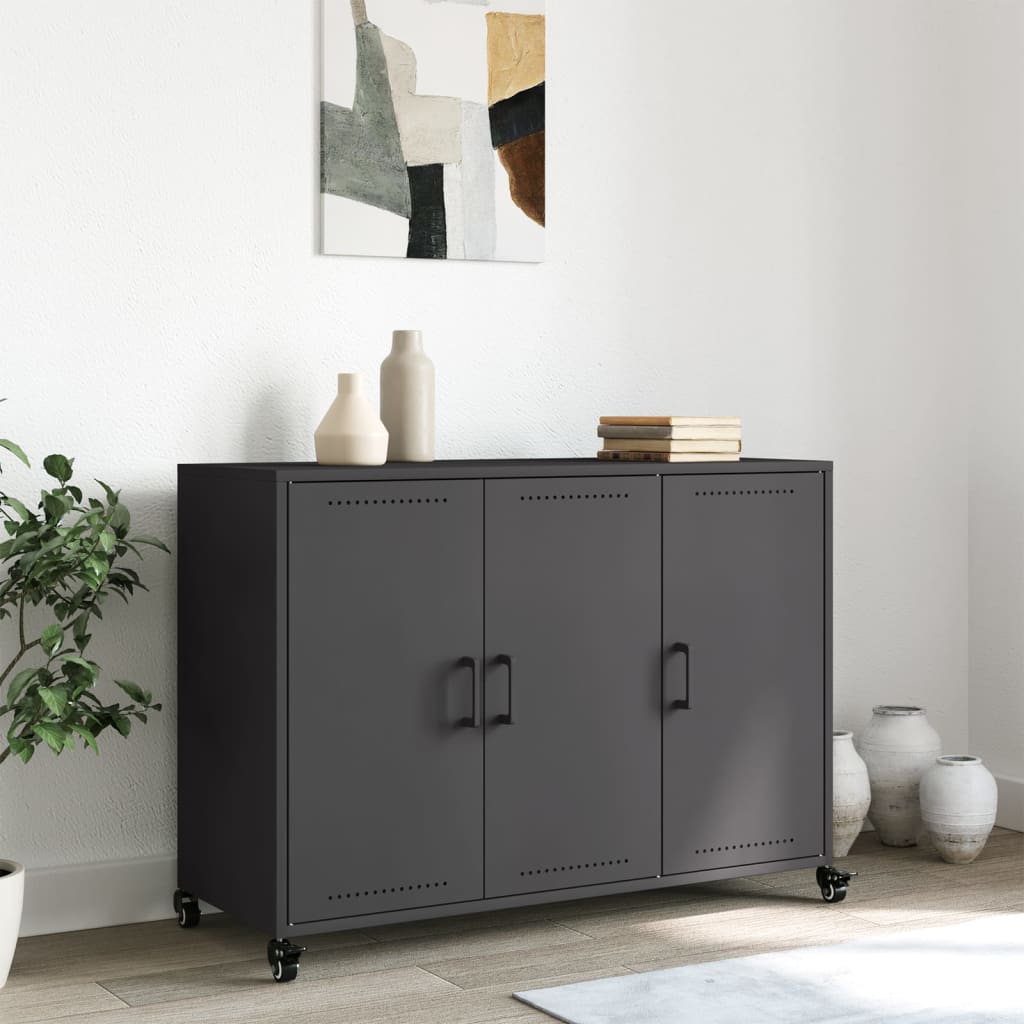 vidaXL Szafka, czarna, 100,5x39x72 cm, stal