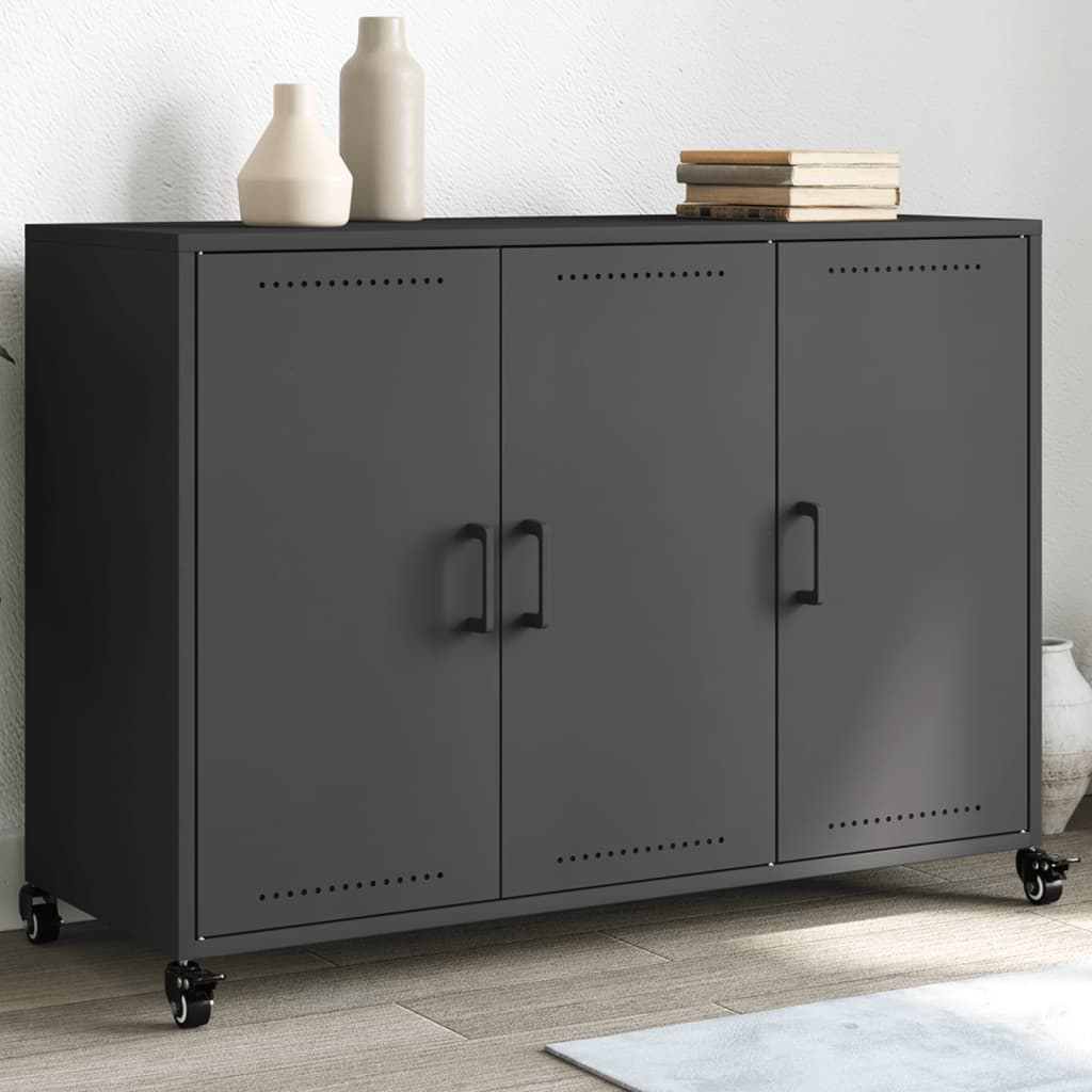 vidaXL Szafka, czarna, 100,5x39x72 cm, stal