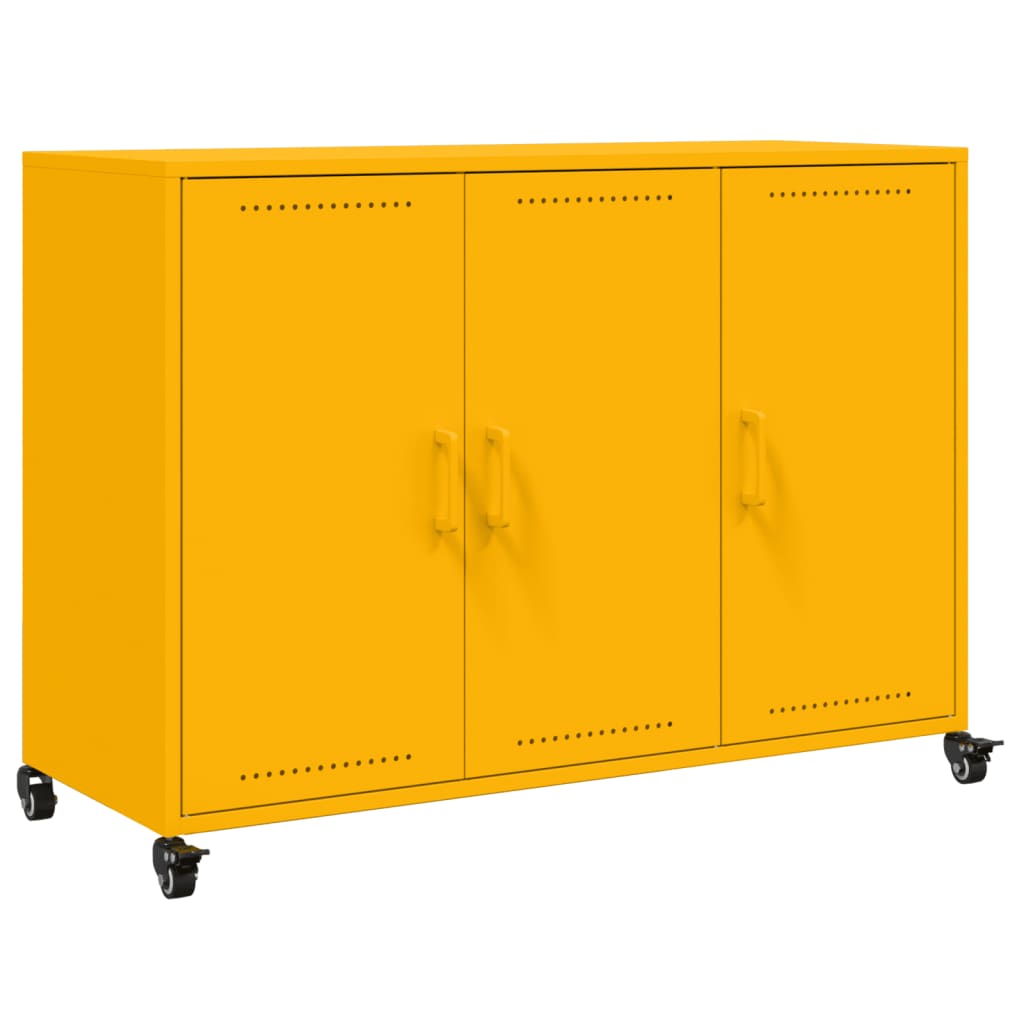vidaXL Szafka, musztardowa, 100,5x39x72 cm, stal