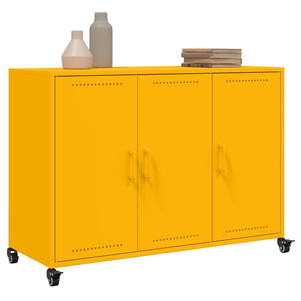 vidaXL Szafka, musztardowa, 100,5x39x72 cm, stal