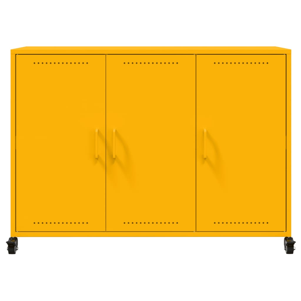 vidaXL Szafka, musztardowa, 100,5x39x72 cm, stal
