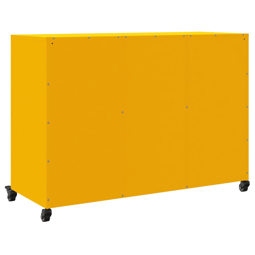 vidaXL Szafka, musztardowa, 100,5x39x72 cm, stal