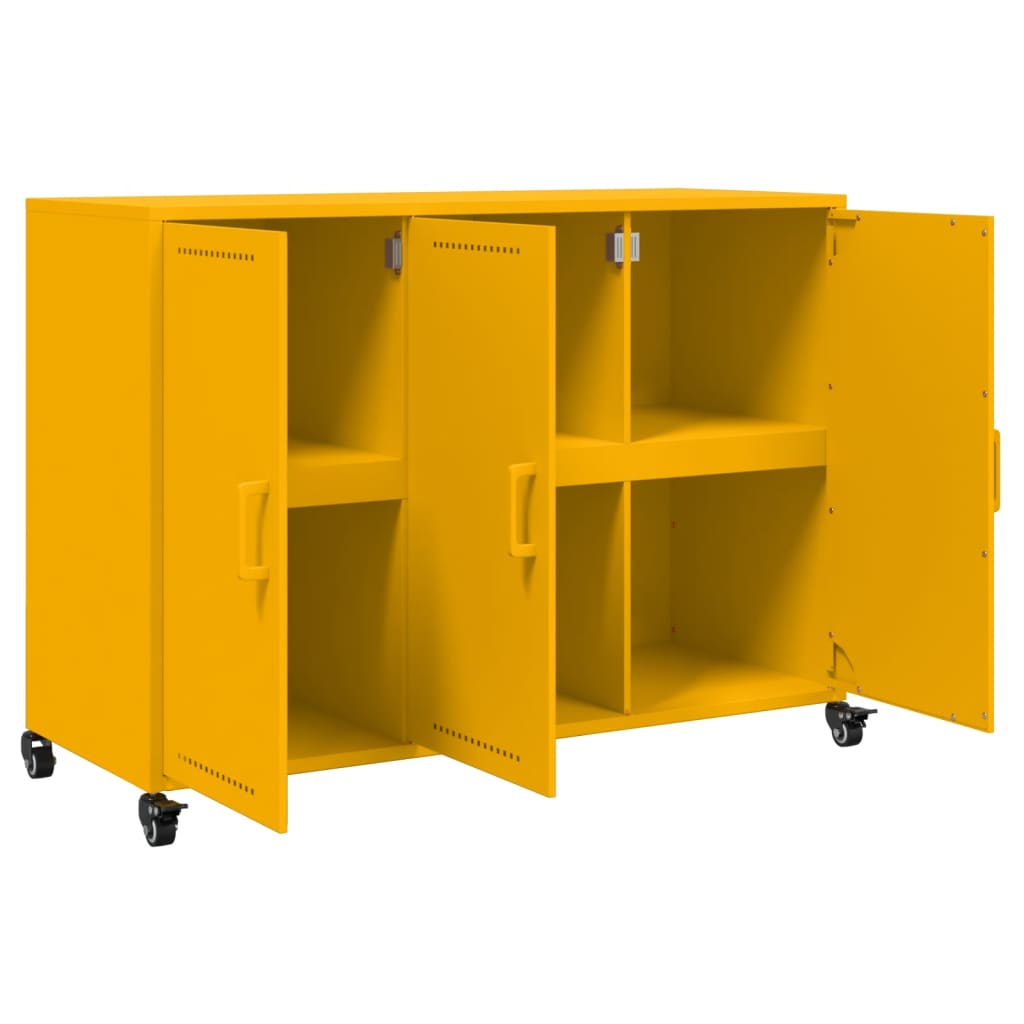 vidaXL Szafka, musztardowa, 100,5x39x72 cm, stal