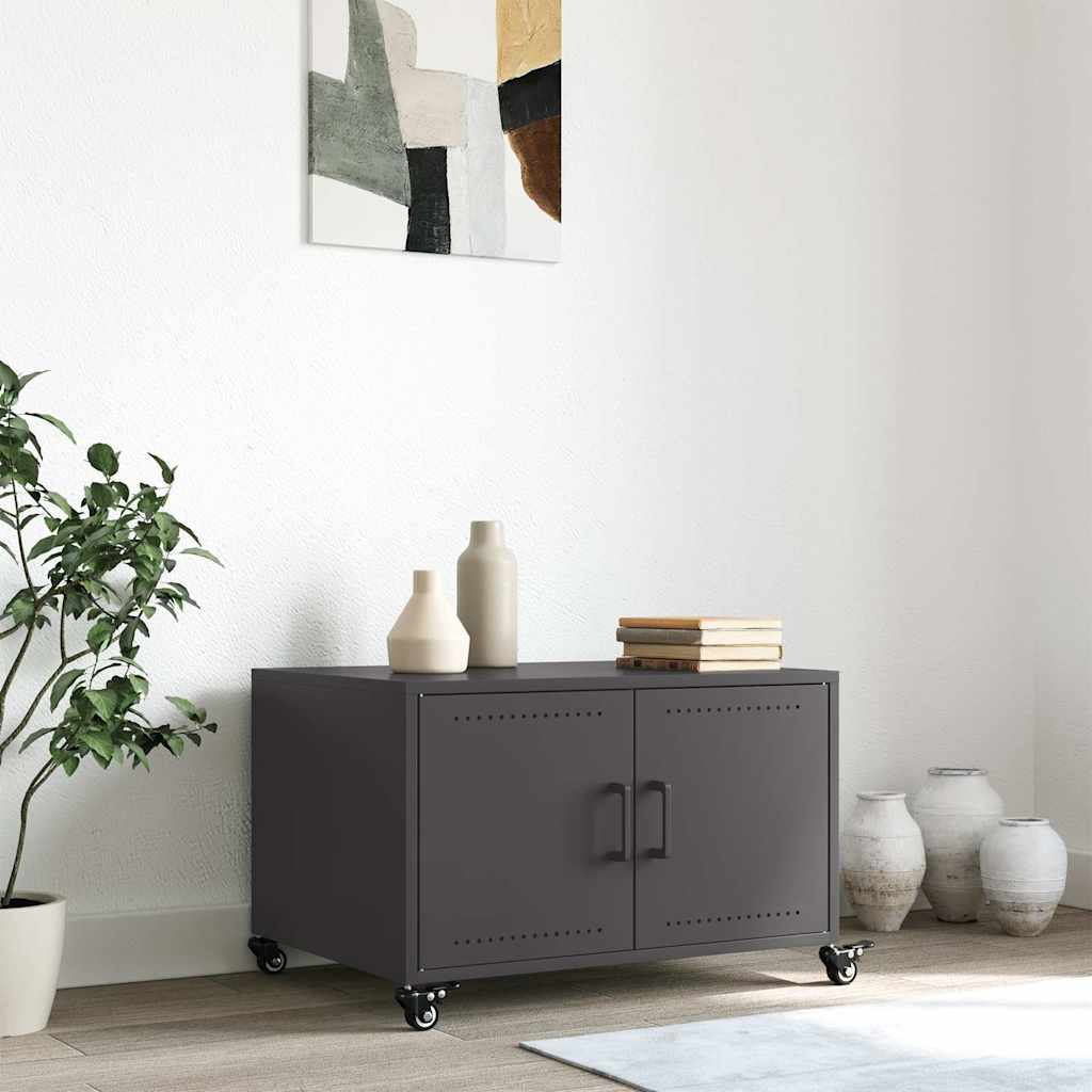 vidaXL Stolik kawowy, czarny, 68x50x43,5 cm, stal