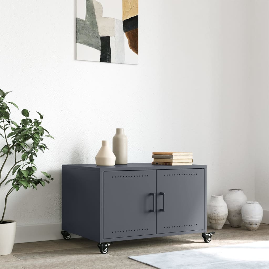 vidaXL Stolik kawowy, antracytowy, 68x50x43,5 cm, stal