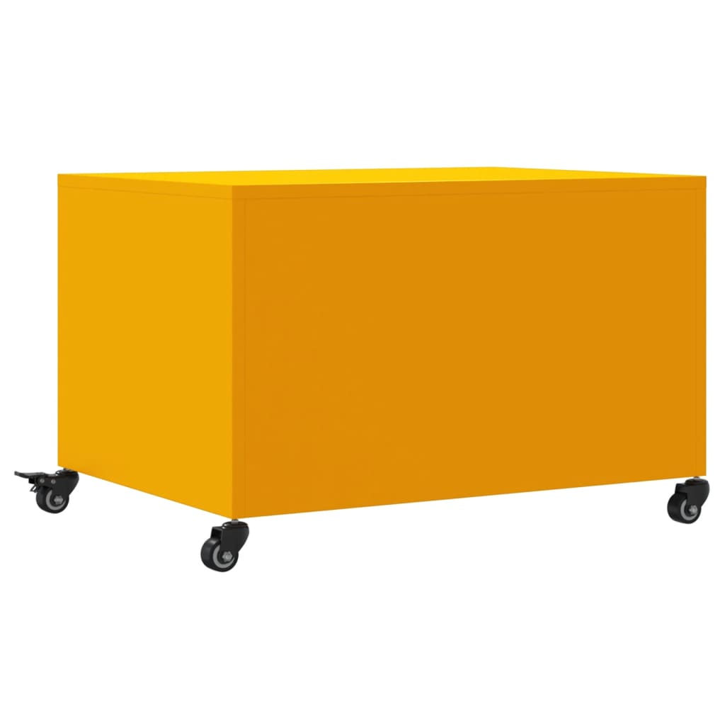 vidaXL Stolik kawowy, musztardowy, 68x50x43,5 cm, stal