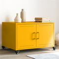 vidaXL Stolik kawowy, musztardowy, 68x50x43,5 cm, stal