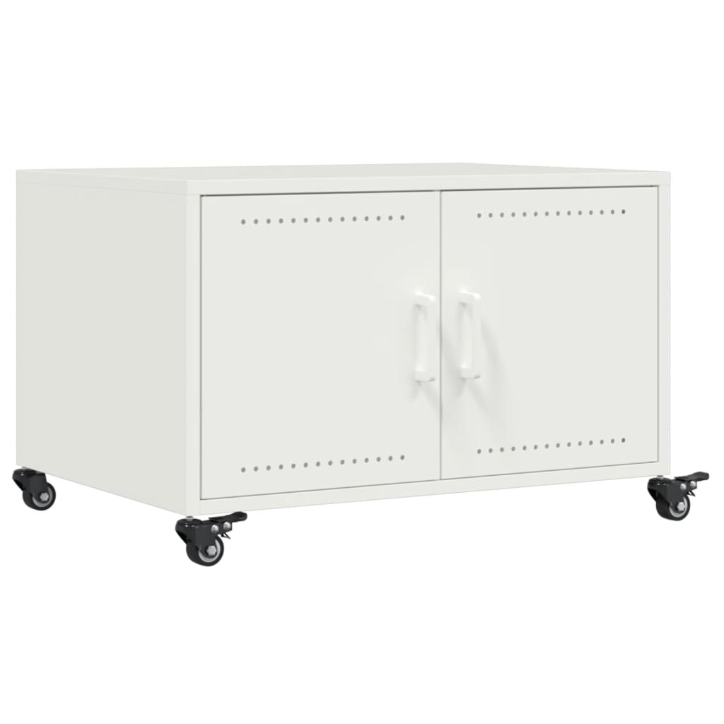 vidaXL Stolik kawowy, biały, 68x50x43,5 cm, stal